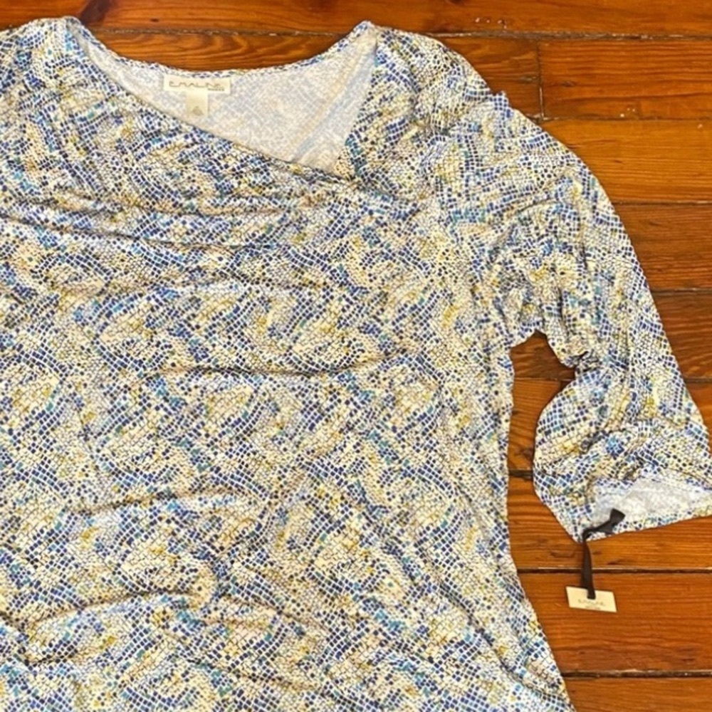 Emaline Geometric 3/4 Sleeve Top Size 2X